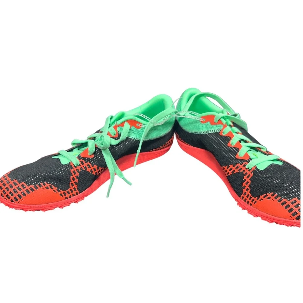 New Under Armour Mens XC Racing Spike Running Shoes Black Orange Green Size 11.5